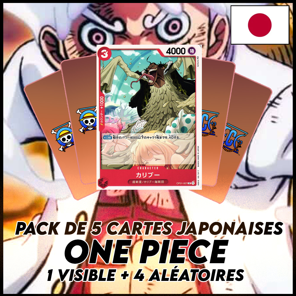 One Piece - Pack De 5 Cartes Japonaises One Piece Caribou + 4 Aléatoires [OP01]