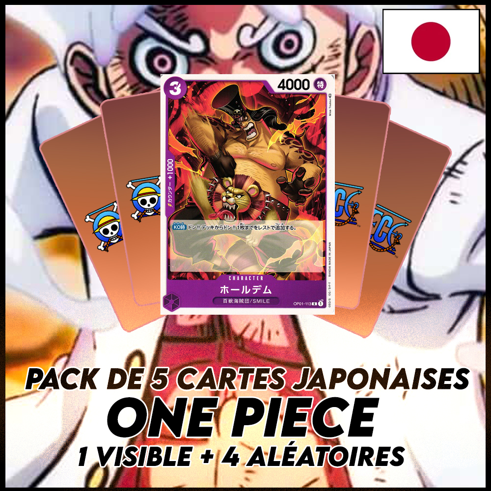 One Piece - Pack De 5 Cartes Japonaises One Piece Holdem + 4 Aléatoires [OP01]