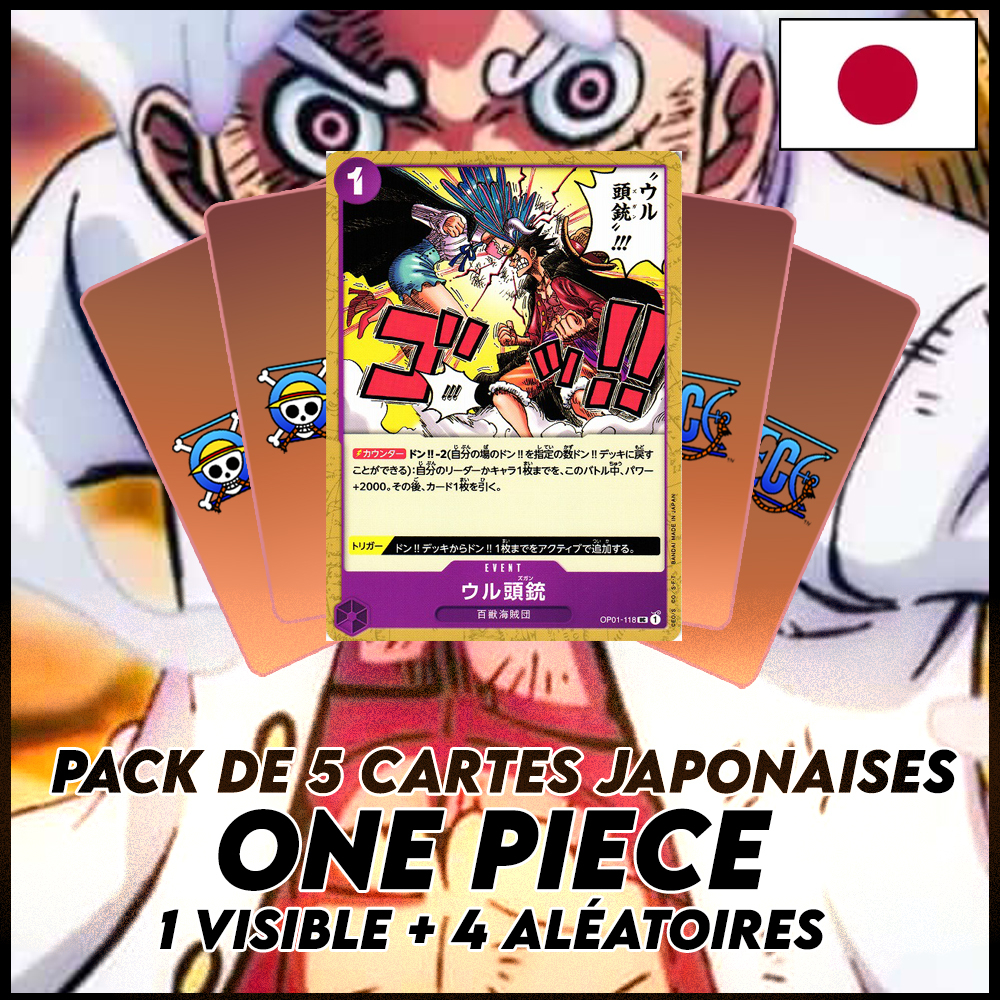 One Piece - Pack De 5 Cartes Japonaises One Piece Monkey D. Luffy & Ulti + 4 Aléatoires [OP01]