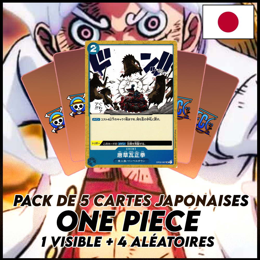 One Piece - Pack De 5 Cartes Japonaises One Piece Jinbei + 4 Aléatoires [OP02]