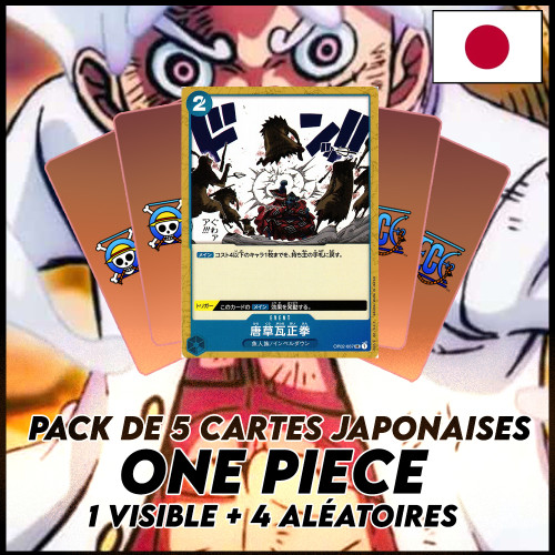 One Piece - Pack De 5 Cartes Japonaises One Piece Jinbei + 4 Aléatoires [OP02]