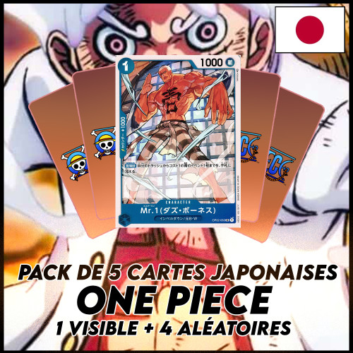 One Piece - Pack De 5 Cartes Japonaises One Piece Daz Bones + 4 Aléatoires [OP02]