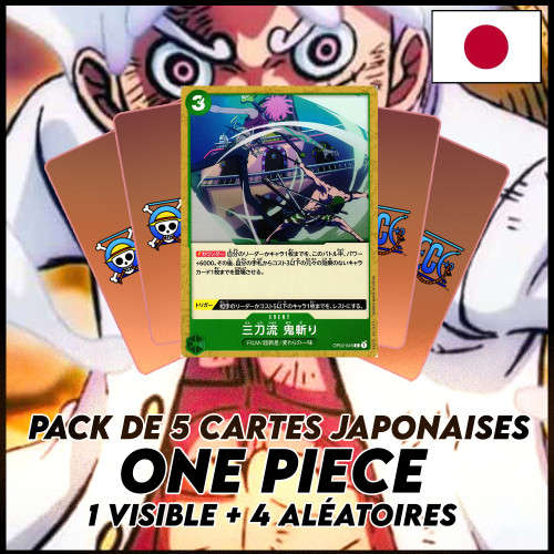 One Piece - Pack De 5 Cartes Japonaises One Piece Roronoa Zoro + 4 Aléatoires [OP02]