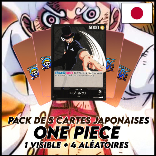 One Piece - Pack De 5 Cartes Japonaises One Piece Rob Lucci + 4 Aléatoires [OP03]