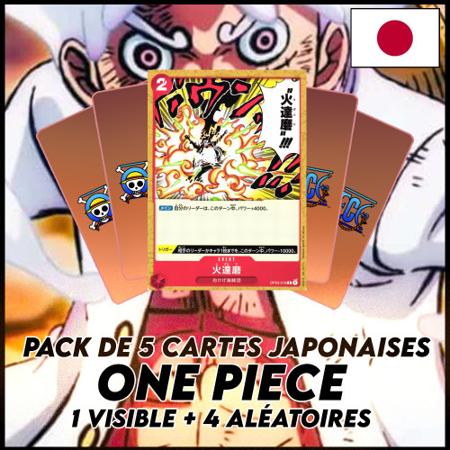 One Piece - Pack De 5 Cartes Japonaises One Piece Marshall D. Teach + 4 Aléatoires [OP03]