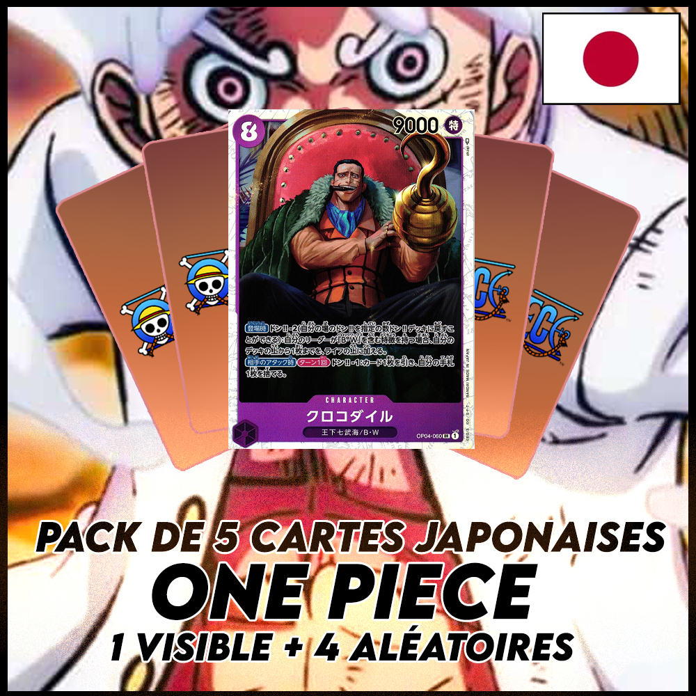 One Piece - Pack De 5 Cartes Japonaises One Piece Crocodile Brillante + 4 Aléatoires [OP04]