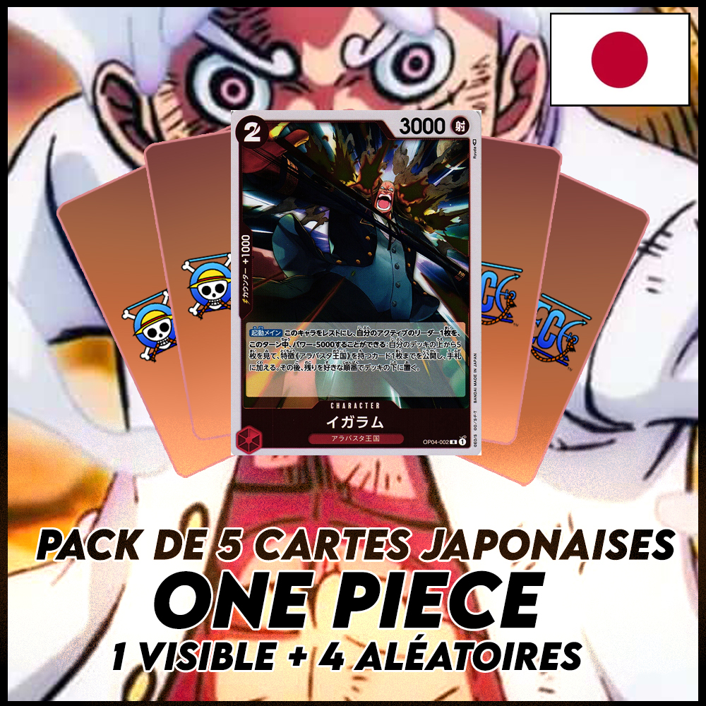 One Piece - Pack De 5 Cartes Japonaises One Piece Igaram Brillante + 4 Aléatoires [OP04]