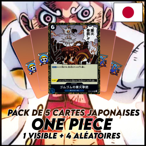 One Piece - Pack De 5 Cartes Japonaises One Piece Monkey D. Luffy Vs Kaido Brillante + 4 Aléatoires [OP04]