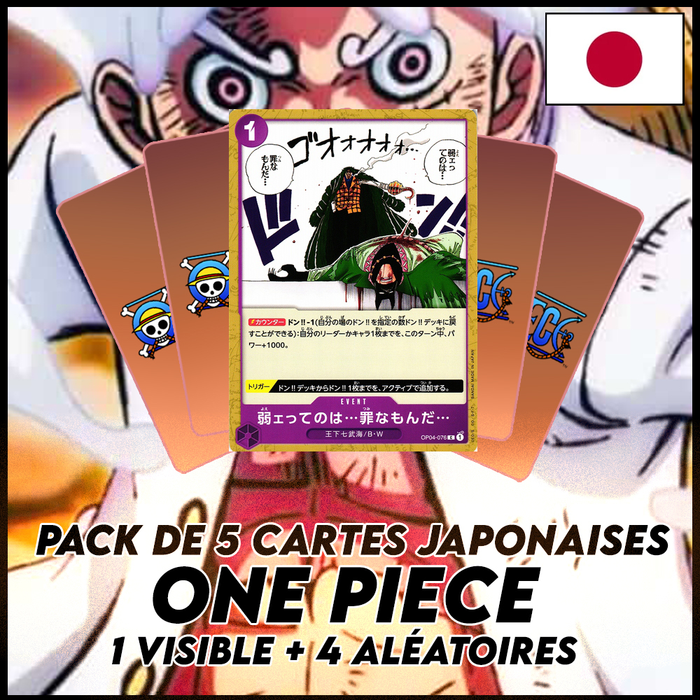 One Piece - Pack De 5 Cartes Japonaises One Piece Crocodile + 4 Aléatoires [OP04]