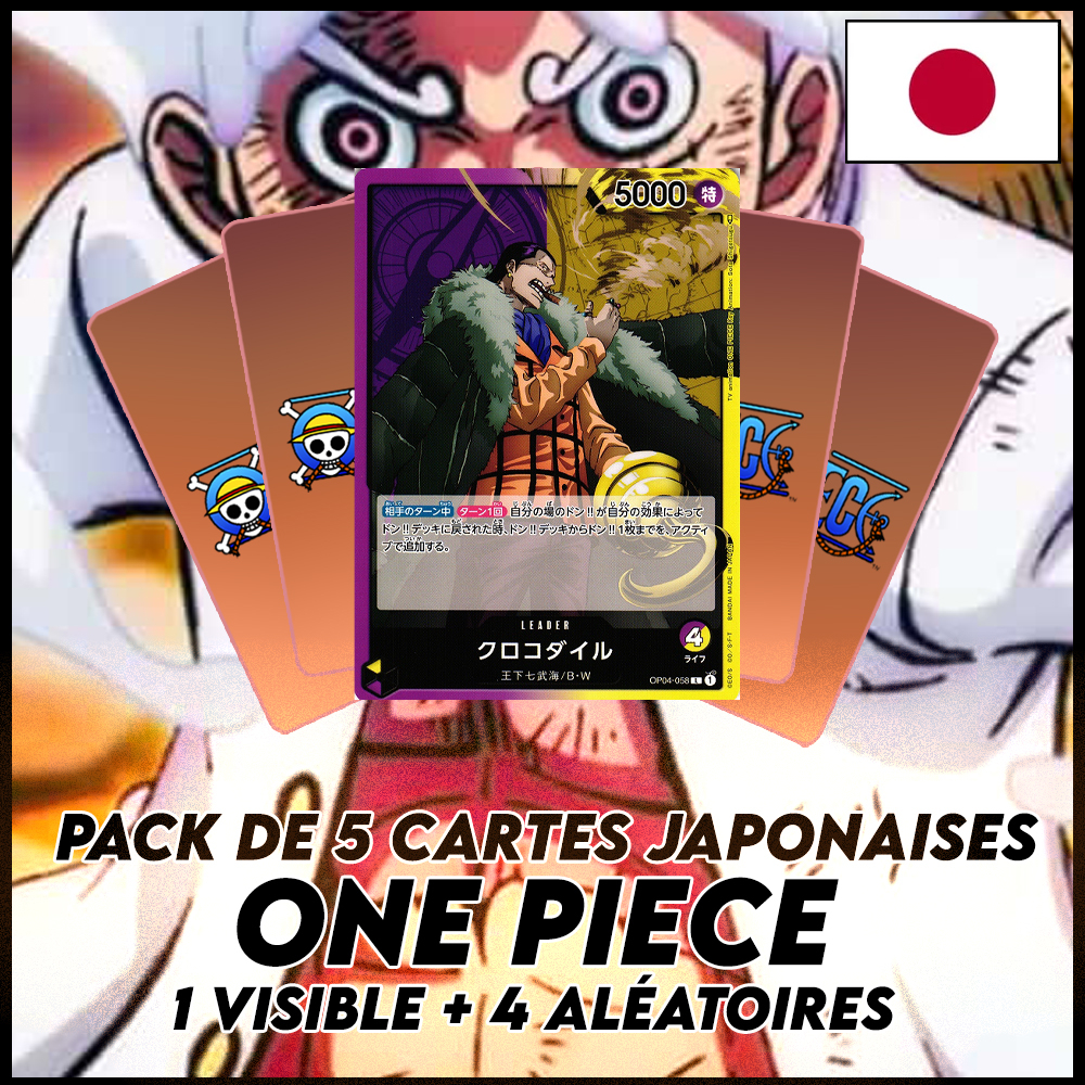 One Piece - Pack De 5 Cartes Japonaises One Piece Crocodile + 4 Aléatoires [OP04]